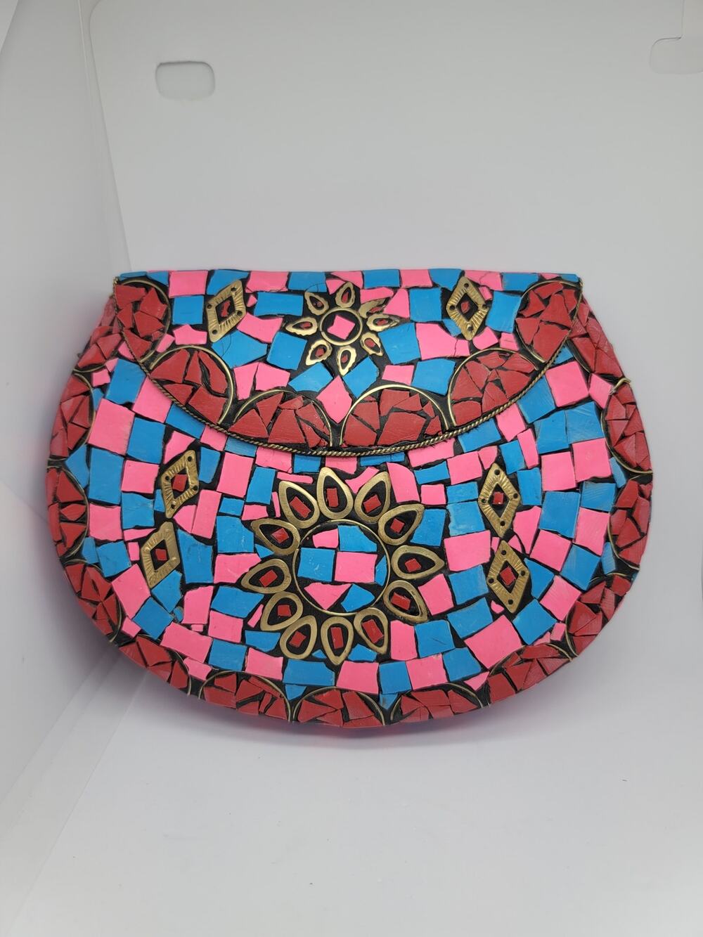 Ramla Pink Mosaic Clutch